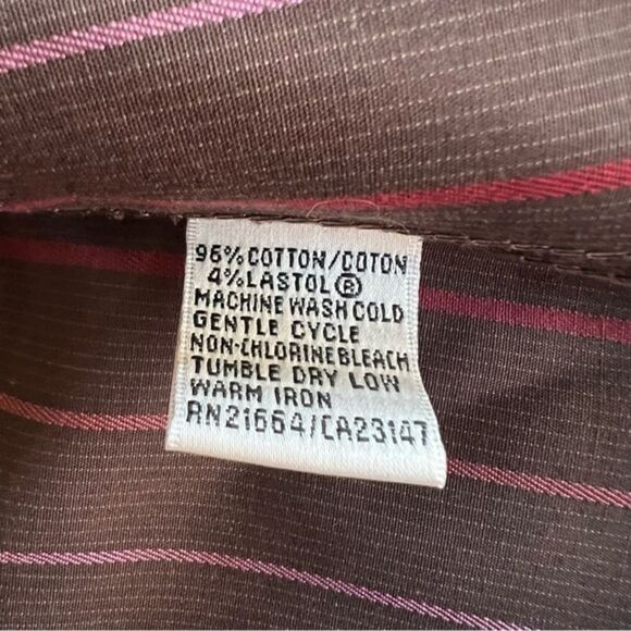 Talbots Womens Shirt Size 14 Wrinkle Resistant Button Down Striped Brown. - Picture 5 of 7